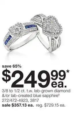 JC Penney 3/8 to 1/2 ct. t.w. lab-grown diamond &/or lab-created blue sapphire§ offer