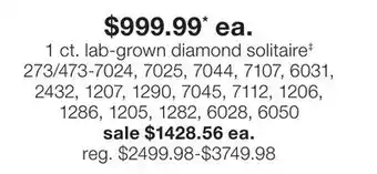 JC Penney 1 ct. lab-grown diamond solitaire‡ offer