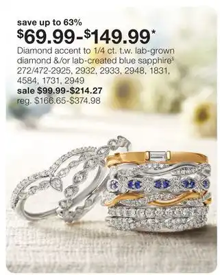 JC Penney Diamond accent to 1/4 ct. t.w. lab-grown diamond &/or lab-created blue sapphire§ offer