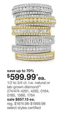 JC Penney 1/2 to 3/4 ct. t.w. natural or lab-grown diamond‡◊ offer