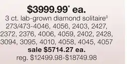 JC Penney 3 ct. lab-grown diamond solitaire◊ offer