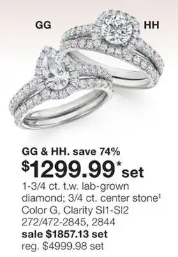 JC Penney 1-3/4 ct. t.w. lab—grown diamond 8/4 ct. center stone‡ offer