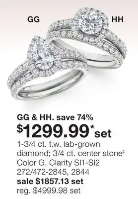 JC Penney 1-3/4 ct. t.w. lab—grown diamond 8/4 ct. center stone‡ offer