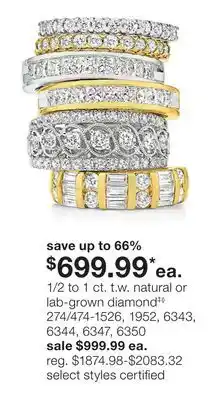 JC Penney 1/2 to 1 ct. t.w. natural or lab-grown diamond‡◊ offer