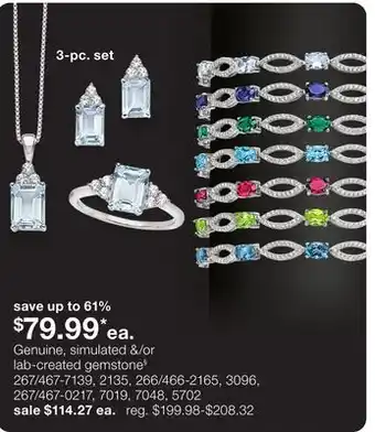 JC Penney Genuine, simulated &/or lab-created gemstone§ offer