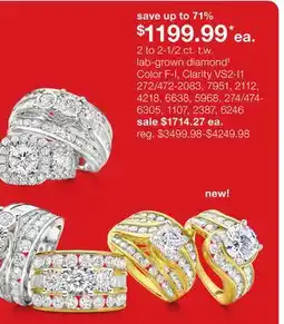 JC Penney 2 to 2-1/2 ct. t.w. lab-grown diamond‡ offer