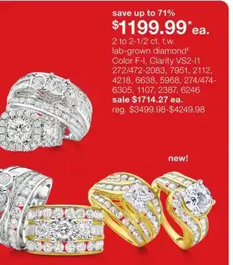 JC Penney 2 to 2-1/2 ct. t.w. lab-grown diamond‡ offer