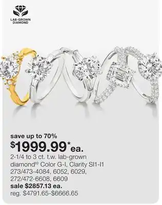 JC Penney 2-1/4 to 3 ct. t.w. lab-grown diamond‡◊ offer