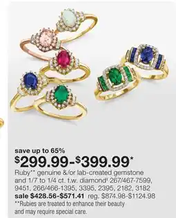 JC Penney Ruby** genuine &/or lab-created gemstone offer