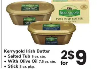 ACME Kerrygold Irish Butter Salted Tub 8 oz. ctn. With Olive Oil 7.5 oz. ctn. • Stick 8 oz. pkg offer