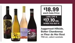 ACME Juggernaut Hillside, Butter Chardonnay or Fleur de Mer Rosé offer