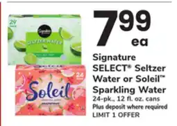 ACME Signature SELECT Seltzer Water or Soleil Sparkling Water offer