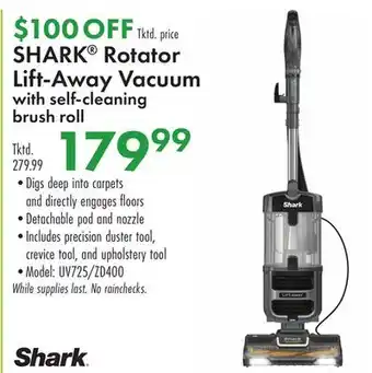 Boscov's SHARK Rotator Lift-Away Vacuum with self-cleaning brush roll offer