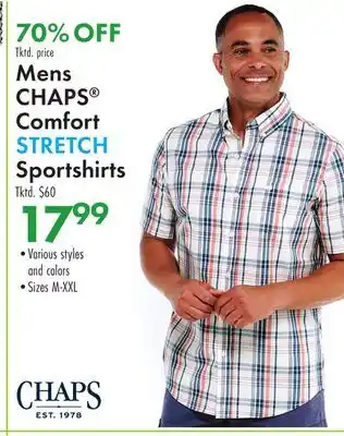 Boscov's Mens CHAPS Comfort STRETCH Sportshirts offer