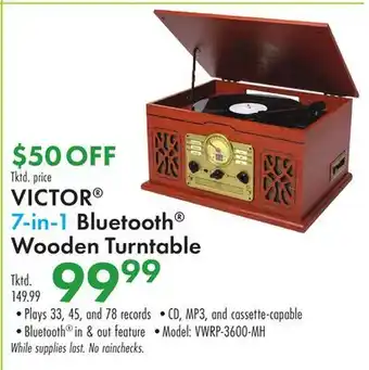 Boscov's VICTOR 7-in-1 Bluetooth Wooden Turntable offer