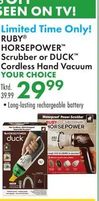 Boscov's RUBY HORSEPOWER Scrubberor DUCK Cordless Hand Vacuum offer