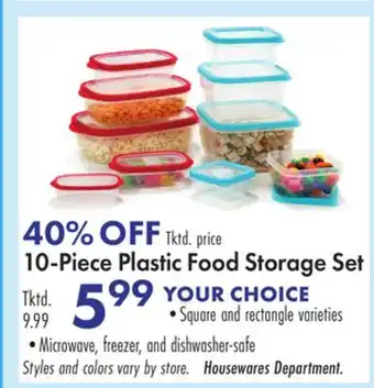 Boscov's 10-Piece Plastic Food Storage Set offer