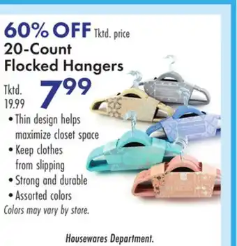 Boscov's 20-Count Flocked Hangers offer