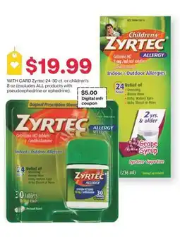 CVS Zyrtec 24-30 ct. or children's 8 oz offer