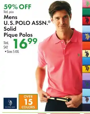 Boscov's Mens U. S. POLO ASSN. Solid Pique Polos offer