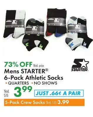 Boscov's Mens STARTER 6-Pack Athletic Socks offer