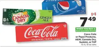 Weis Markets Coca-Cola or Pepsi Products, A & W, Canada Dry, Sunkist, or 7UP offer