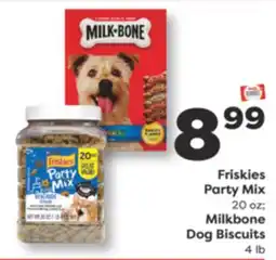 Weis Markets Friskies Party Mix 20 oz Milkbone Dog Biscuits 4 lb offer