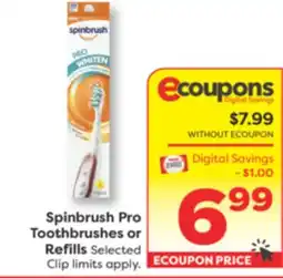 Weis Markets Spinbrush Pro Toothbrushes or Refills offer