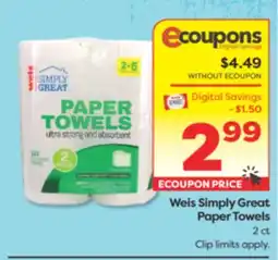 Weis Markets Weis Simply Great Paper Towels offer