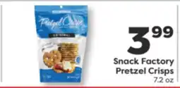 Weis Markets Snack Factory Pretzel Crisps offer