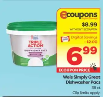 Weis Markets Weis Simply Great Dishwasher Pacs offer