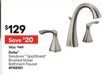 Lowe's Delta Sandover SpotShield Brushed Nickel Bathroom Faucet offer