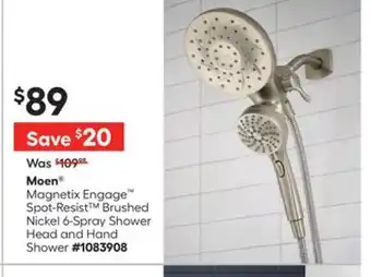 Lowe's Moen Magnetix Engage Spot-Resist Brushed Nickel 6-Spray Shower Head and Hand Shower offer