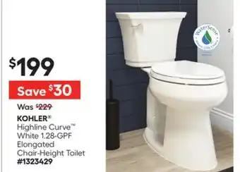 Lowe's Highline Curve White 1.28-GPF Elongated Chair-Height Toilet offer