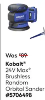 Lowe's Kobalt 24V Max C Brushless Random Orbital Sander offer