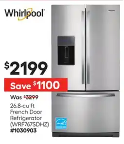 Lowe's Whirlpool 26.8-cu ft French Door Refrigerator offer