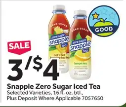 Stop&Shop Snapple Zero Sugar Iced Tea offer