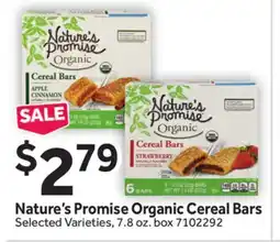 Stop&Shop Nature's Promise Organic Cereal Bars offer