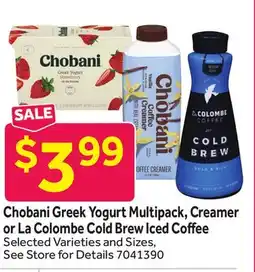 Stop&Shop Chobani Greek Yogurt Multipack, Creamer or La Colombe Cold Brew Iced Coffee offer