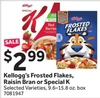 Stop&Shop Kellogg's Frosted Flakes, Raisin Bran or Special K offer