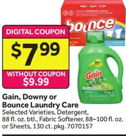 Stop&Shop Gain, Downy or Bounce Laundry Care offer