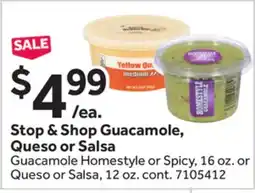 Stop&Shop Stop & Shop Guacamole, Queso or Salsa offer