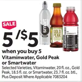 Stop&Shop Vitaminwater, Gold Peak or Smartwater offer