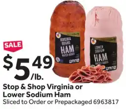 Stop&Shop Stop & Shop Virginia or Lower Sodium Ham offer