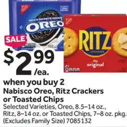 Stop&Shop Nabisco Oreo, Ritz Crackers or Toasted Chips offer