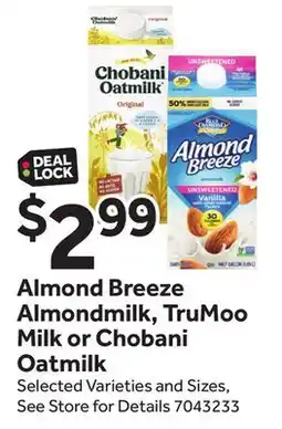 Stop&Shop Almond Breeze Almondmilk, TruMoo Milk or Chobani Oatmilk offer