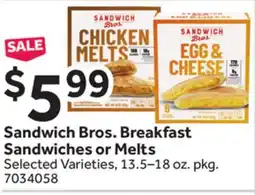 Stop&Shop Sandwich Bros. Breakfast Sandwiches or Melts offer