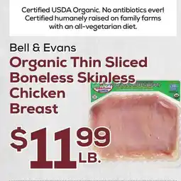 DeCicco & Sons Bell & Evans Organic Thin Sliced Boneless Skinless Chicken Breast offer