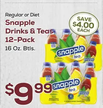 DeCicco & Sons Snapple Drinks & Teas 12-Pack offer