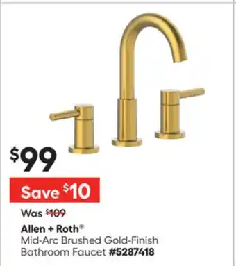 Lowe's Mid-Arc Brushed Gold-Finish Bathroom Faucet offer